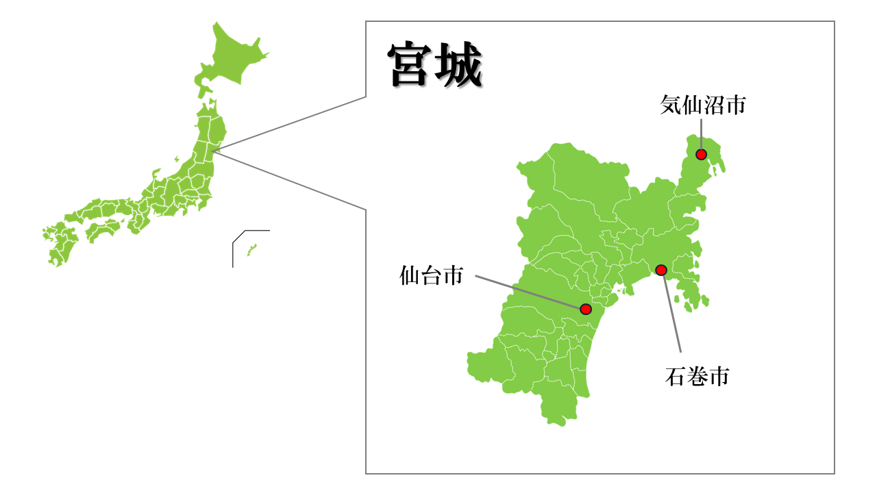 宮城県主要都市マップ